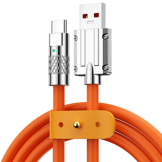 Mech Series 6A 120W USB to USB-C / Type-C Metal Plug Silicone Fast Charging Data Cable, Length: 1.8m(Orange) -  by buy2fix | Online Shopping UK | buy2fix