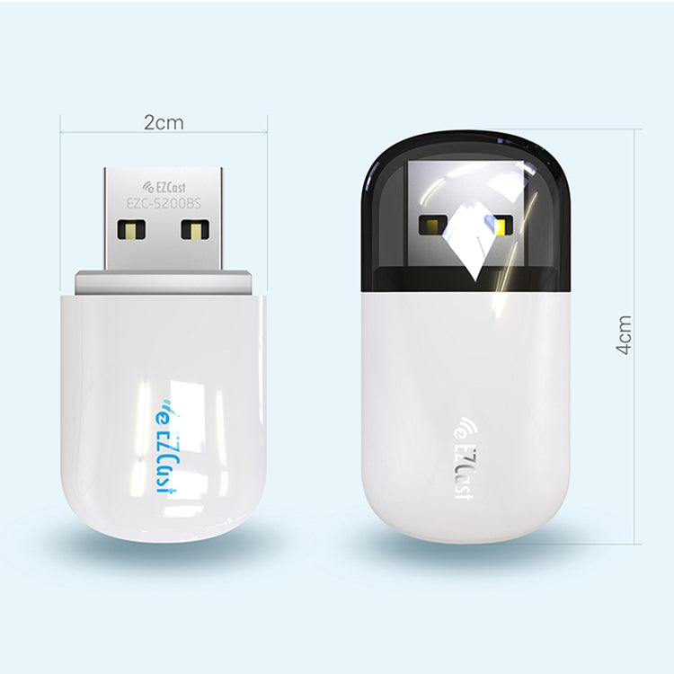 EZCast EZC-5200BS 600Mbps Dual Band WiFi + Bluetooth USB 2.0 Wireless Adapter (White) - Computer & Networking by buy2fix | Online Shopping UK | buy2fix