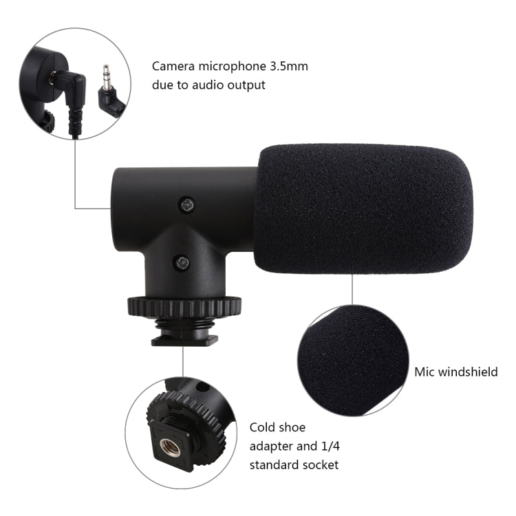 PULUZ 3.5mm Audio Stereo Recording Vlogging Professional Interview Microphone for DSLR & DV Camcorder, Smartphones - Camera Microphone by PULUZ | Online Shopping UK | buy2fix