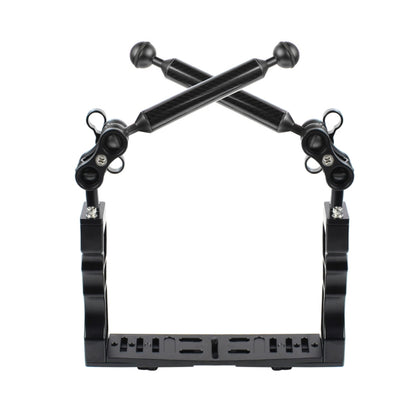 PULUZ Dual Handle Aluminium Tray Stabilizer with 2 x Dual Ball Aluminum Alloy Clamp & 2 x 7 inch Floating Arm for Underwater Camera Housings(Black) - Diving Accessories by PULUZ | Online Shopping UK | buy2fix