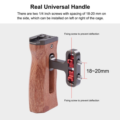 PULUZ Universal Side Wooden Handle Handgrip with Cold Shoe for DSLR Camera Cage(Bronze) - Camera Accessories by PULUZ | Online Shopping UK | buy2fix