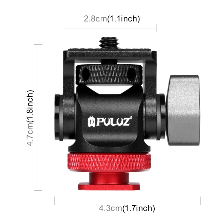 PULUZ Mini 180 Degree Swing Tripod Ball Head Cold Shoe Mount Adapter(Red) - Tripod Heads by PULUZ | Online Shopping UK | buy2fix