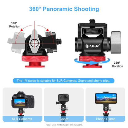 PULUZ Mini 180 Degree Swing Tripod Ball Head Cold Shoe Mount Adapter(Red) - Tripod Heads by PULUZ | Online Shopping UK | buy2fix