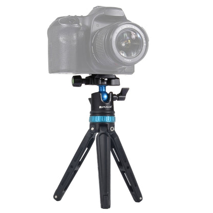 PULUZ Pocket Mini Adjustable Metal Desktop Tripod Mount with 360 Degree Ball Head for DSLR & Digital Cameras, Adjustable Height: 11-20.2cm(Blue) - Camera Accessories by PULUZ | Online Shopping UK | buy2fix