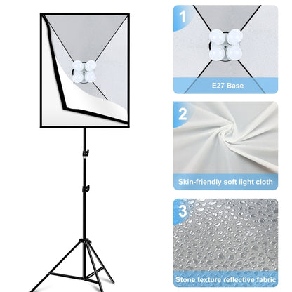 PULUZ 50x70cm Studio Softbox + 2m Tripod Mount + 4 x E27 20W 5700K White Light LED Light Bulb Photography Lighting Kit(US Plug) - Stand Bracket by PULUZ | Online Shopping UK | buy2fix