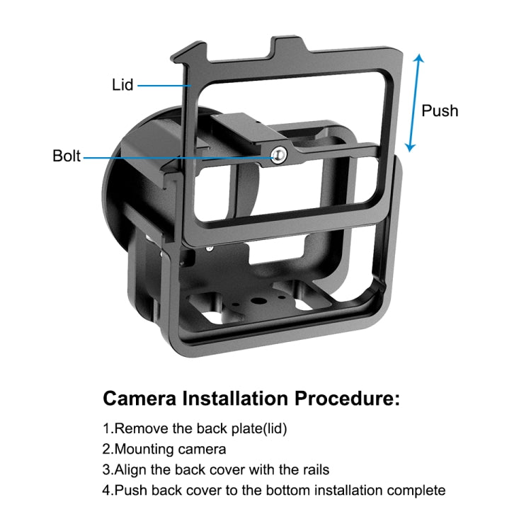 PULUZ for GoPro Hero11 Black / HERO10 Black / HERO9 Black Thicken Housing Shell CNC Aluminum Alloy Protective Cage with Insurance Frame & 52mm UV Lens(Black) - DJI & GoPro Accessories by PULUZ | Online Shopping UK | buy2fix