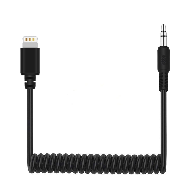 PULUZ 3.5mm TRRS Male to 8 Pin Male Live Microphone Audio Adapter Spring Coiled Cable for iPhone, Cable Stretching to 100cm(Black) - Microphone Audio Cable & Connector by PULUZ | Online Shopping UK | buy2fix