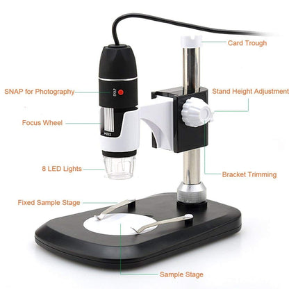 DMS-MDS800 40X-800X Magnifier 2.0MP Image Sensor USB Digital Microscope with 8 LEDs & Professional Stand - Consumer Electronics by buy2fix | Online Shopping UK | buy2fix