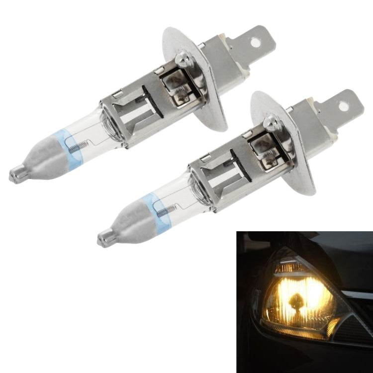 2 PCS H1 12V / 55W / 4300K / 1600lm Xenon Car Headlight Bulbs, Warm White - In Car by buy2fix | Online Shopping UK | buy2fix