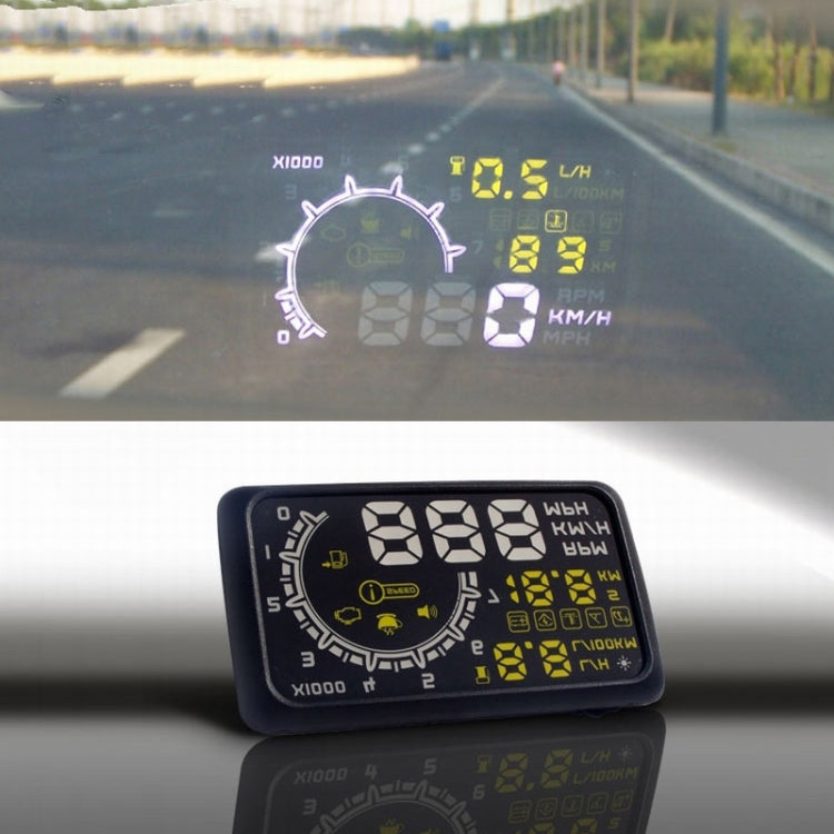 W02 5.5 inch Car OBDII HUD Fuel Consumption Warning System Vehicle-mounted Head Up Display Projector with LED -  by buy2fix | Online Shopping UK | buy2fix