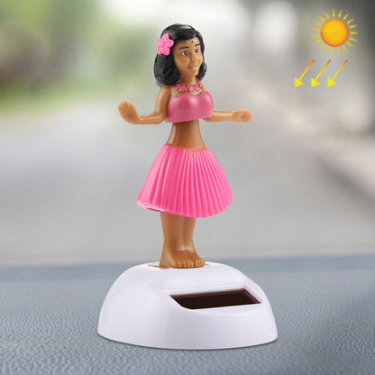 Solar Powered Bobble Head Dancing Toy Car Decoration Ornament Cute Hula Princess(Pink) - Ornaments by buy2fix | Online Shopping UK | buy2fix