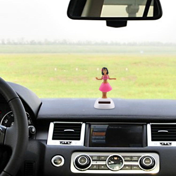 Solar Powered Bobble Head Dancing Toy Car Decoration Ornament Cute Hula Princess(Pink) - Ornaments by buy2fix | Online Shopping UK | buy2fix