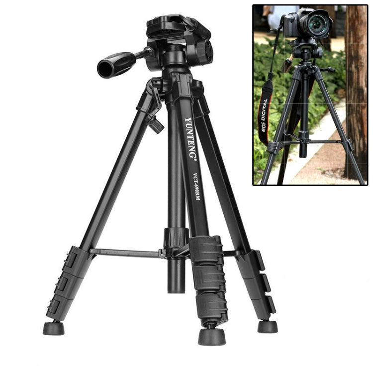 YUNTENG Camera Tripod with 3-dimensional Damping Head (VCT-690RM)(Black) - Tripods by YUNTENG | Online Shopping UK | buy2fix