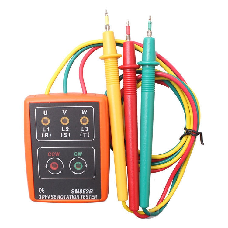 SM852B 3 Phase Rotation Tester Indicator Detector Meter(Orange) - Consumer Electronics by buy2fix | Online Shopping UK | buy2fix