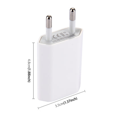 5V / 1A Single USB Port Charger Travel Charger, EU Plug(White) - Apple Accessories by buy2fix | Online Shopping UK | buy2fix