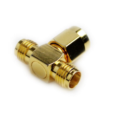 RP-SMA Male to 2 RP-SMA Female Adapter (T Type), Gold Plated - Connectors by buy2fix | Online Shopping UK | buy2fix