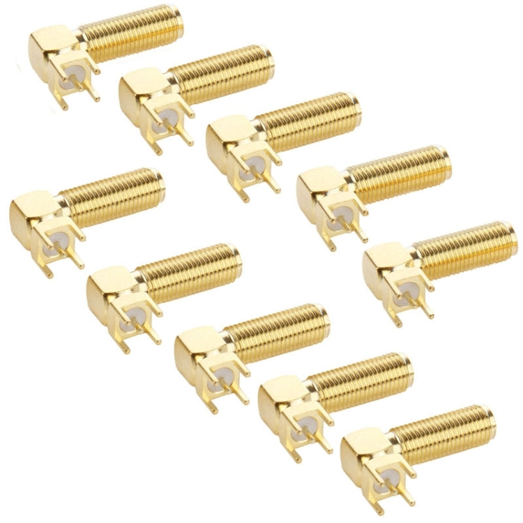 10 PCS Gold Plated SMA Female Right Angle 90 Degrees Panel PCB Mount 4.0mm Square Connector Adapter -  by buy2fix | Online Shopping UK | buy2fix