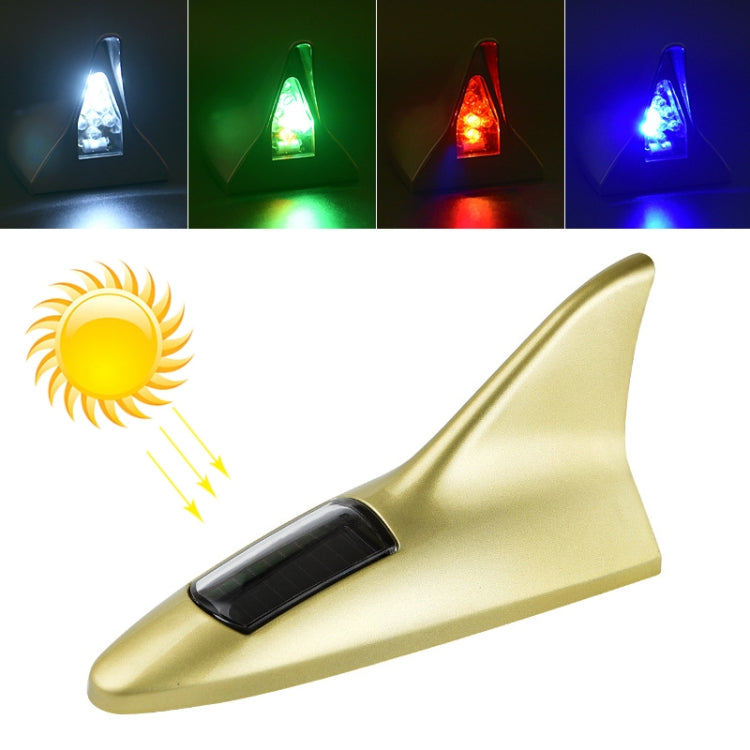 Solar Shark Fin High-positioned Alarm Light(Gold) - In Car by buy2fix | Online Shopping UK | buy2fix