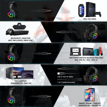 ONIKUMA K10 Computer Games Wired Headset with RGB LED Light - Multimedia Headset by ONIKUMA | Online Shopping UK | buy2fix