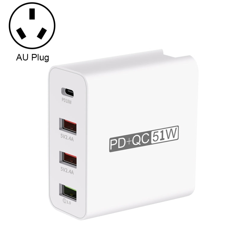 WLX-A6 4 Ports Quick Charging USB Travel Charger Power Adapter, AU Plug - Apple Accessories by buy2fix | Online Shopping UK | buy2fix