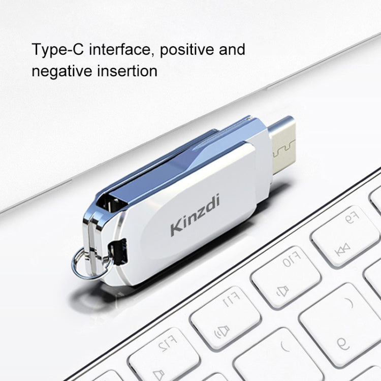 Kinzdi 128GB USB + Type-C Interface Metal Twister Flash Disk V8 (Silver) - USB Flash Drives by Kinzdi | Online Shopping UK | buy2fix