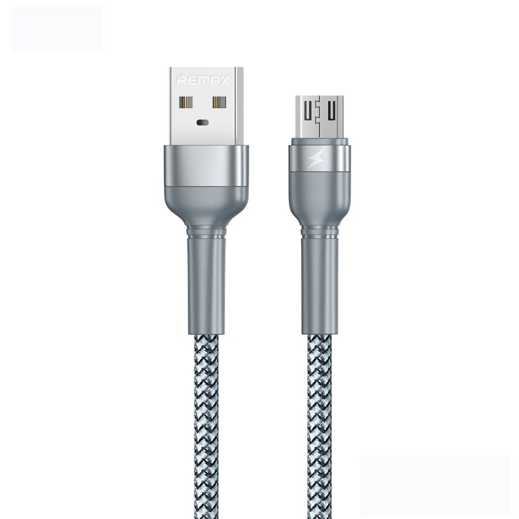 REMAX RC-124m 1m 2.4A USB to Micro USB Aluminum Alloy Braid Fast Charging Data Cable(Silver) - Micro USB Cable by REMAX | Online Shopping UK | buy2fix