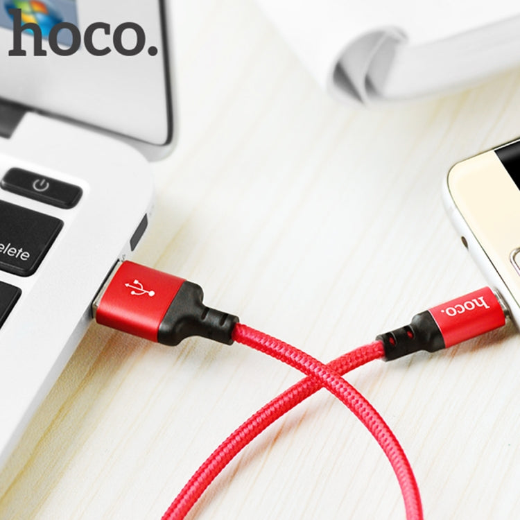 hoco X14 1m Nylon Braided Aluminium Alloy Micro USB to USB Data Sync Charging Cable(Red) - Micro USB Cable by hoco | Online Shopping UK | buy2fix