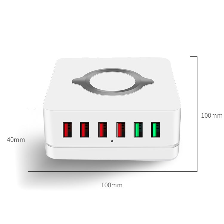 E6 7 In 1 Multi-function Wireless Charging Station USB Smart Socket Holder Stand - Multifunction Charger by buy2fix | Online Shopping UK | buy2fix