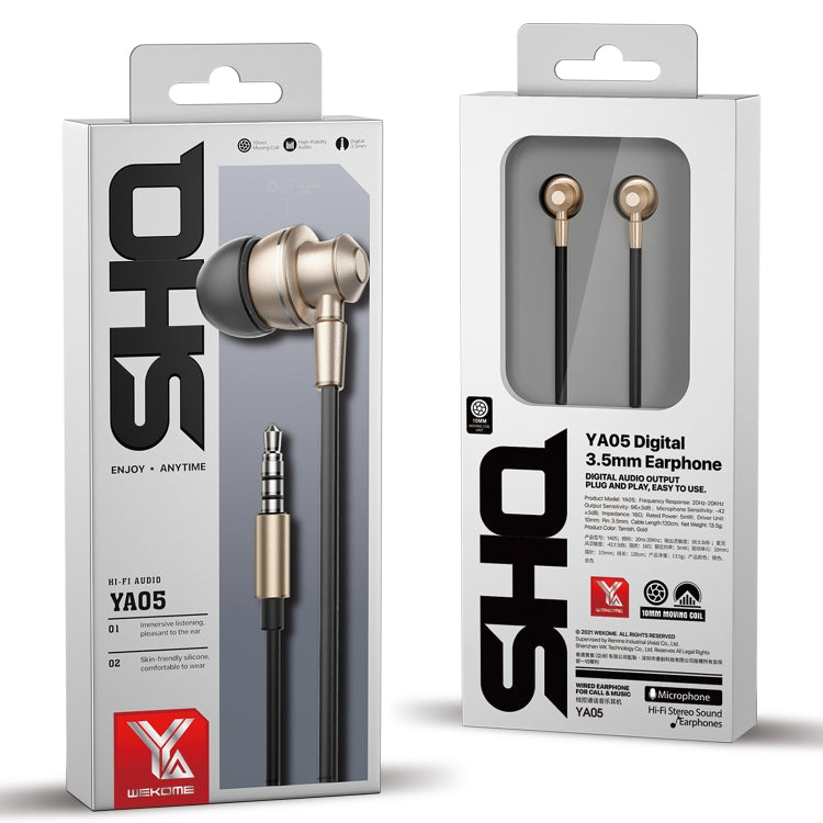 WK YA05 SHQ Series 3.5mm Music In-ear Wired Earphone (Gold) - In Ear Wired Earphone by WK | Online Shopping UK | buy2fix