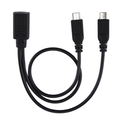 USB-C / Type-C Female to 2 x Micro USB Male Adapter Y Cable, Total Length: about 30cm - Multifunctional Cable by buy2fix | Online Shopping UK | buy2fix