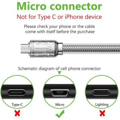 WK WDC-177 6A USB to Micro USB Platinum Fast Charge Data Cable, Length 1m (Silver) -  by WK | Online Shopping UK | buy2fix