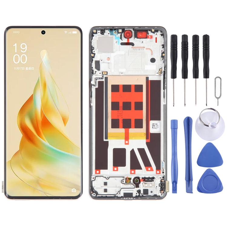 Original LCD Screen For OPPO Reno9 Pro Digitizer Full Assembly with Frame (Gold) - LCD Screen by buy2fix | Online Shopping UK | buy2fix