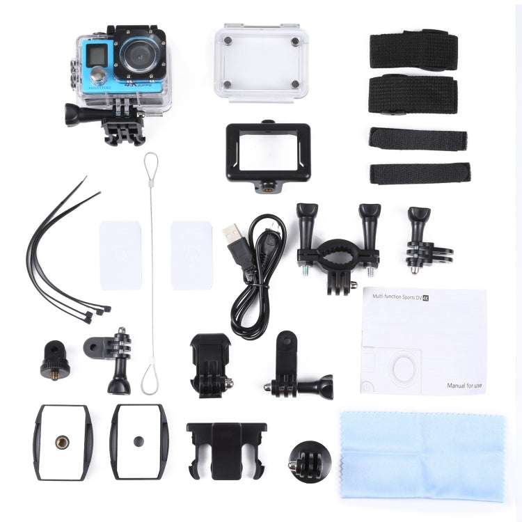 HAMTOD H12 UHD 4K WiFi  Sport Camera with Waterproof Case, Generalplus 4247, 0.66 inch + 2.0 inch LCD Screen, 170 Degree Wide Angle Lens (Blue) - DJI & GoPro Accessories by HAMTOD | Online Shopping UK | buy2fix