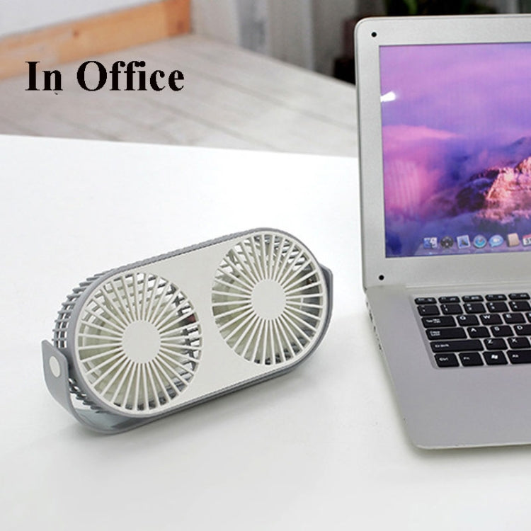 Small Bean Desktop Desktop Double Leaf Usb Mini Fan(Gray) - Consumer Electronics by buy2fix | Online Shopping UK | buy2fix