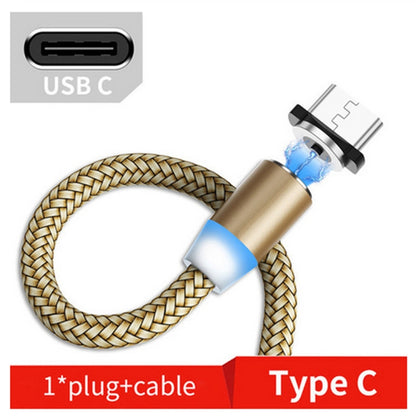USB to USB-C / Type-C Magnetic Metal Connector Nylon Two-color Braided Magnetic Data Cable, Cable Length: 1m(Gold) - Mobile Accessories by buy2fix | Online Shopping UK | buy2fix