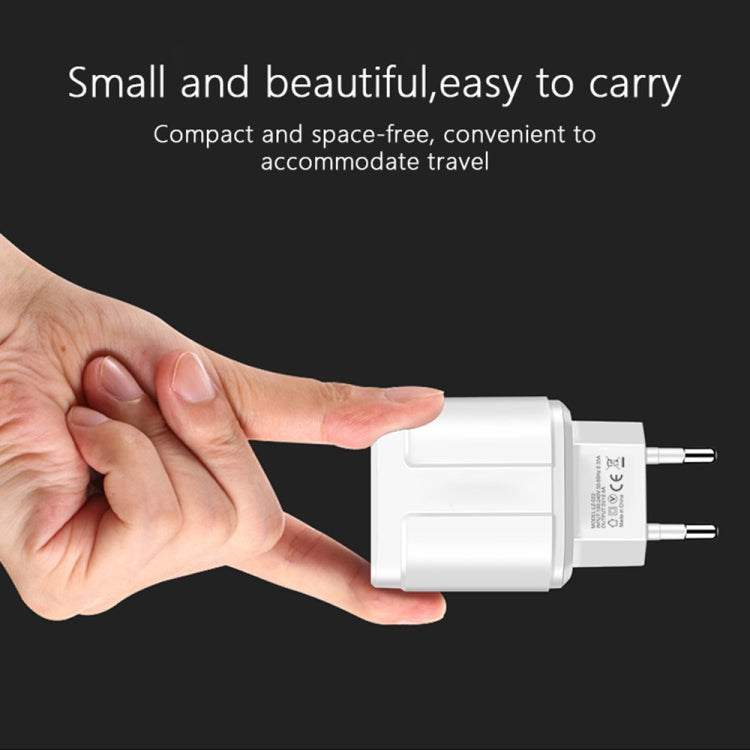 Portable Dual USB Mobile Phone Tablet Universal Charging Head Travel Charger, EU Plug(White) - Mobile Accessories by buy2fix | Online Shopping UK | buy2fix