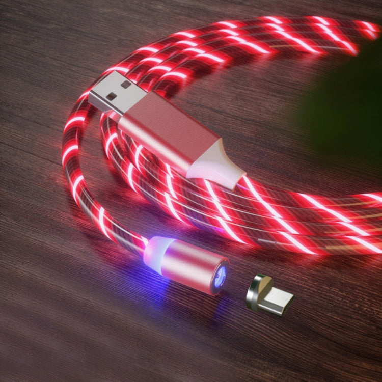 USB to Micro USB Magnetic Suction Colorful Streamer Mobile Phone Charging Cable, Length: 1m(Red Light) - Mobile Accessories by buy2fix | Online Shopping UK | buy2fix