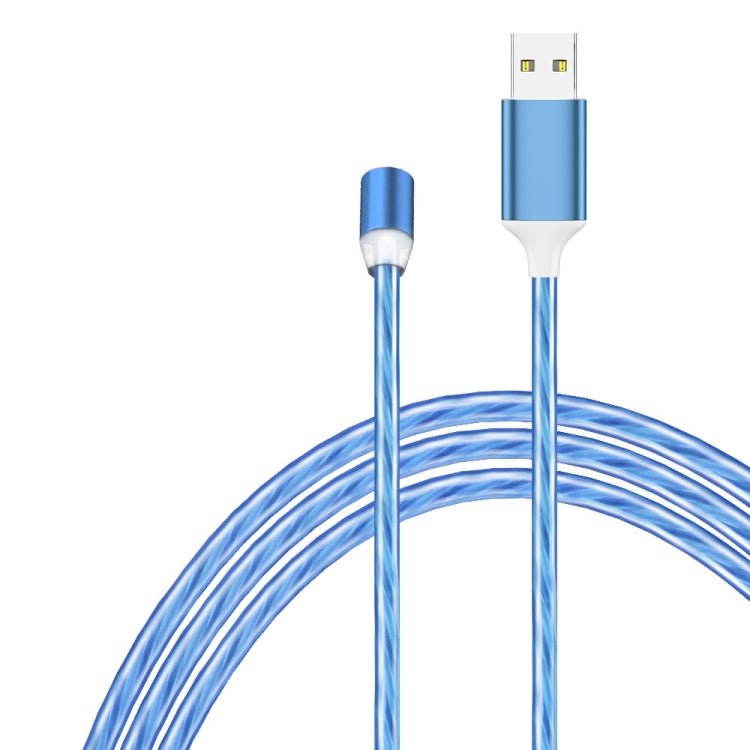 2 in 1 USB to Type-C / USB-C + Micro USB Magnetic Absorption Colorful Streamer Charging Cable, Length: 1m(Blue Light) - Mobile Accessories by buy2fix | Online Shopping UK | buy2fix