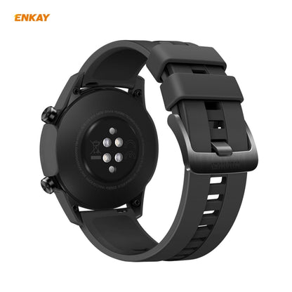 For Huawei Watch GT 2 46mm ENKAY Hat-Prince ENK-AC8202 Full Coverage PC Frosted Case + 9H Tempered Glass Protector(Green) - Watch Cases by ENKAY | Online Shopping UK | buy2fix