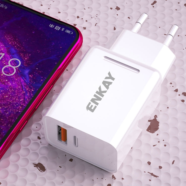 ENKAY Hat-Prince T030 18W 3A PD+QC 3.0 Fast Charging Travel Charger Power Adapter, EU Plug - USB Charger by ENKAY | Online Shopping UK | buy2fix