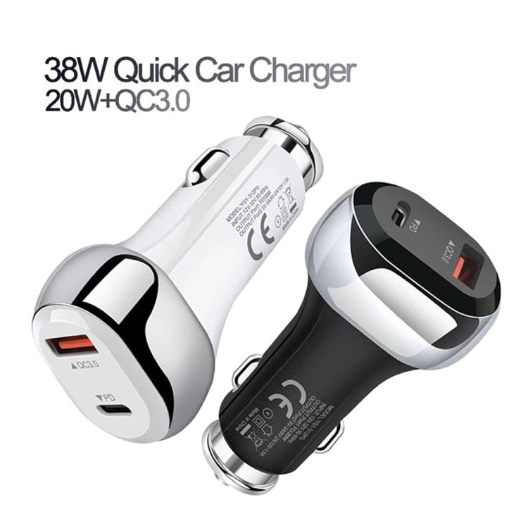 YSY-312PD QC3.0 18W USB + PD 20W USB-C / Type-C Car Charger with USB to USB-C / Type-C Data Cable(Black) - In Car by buy2fix | Online Shopping UK | buy2fix