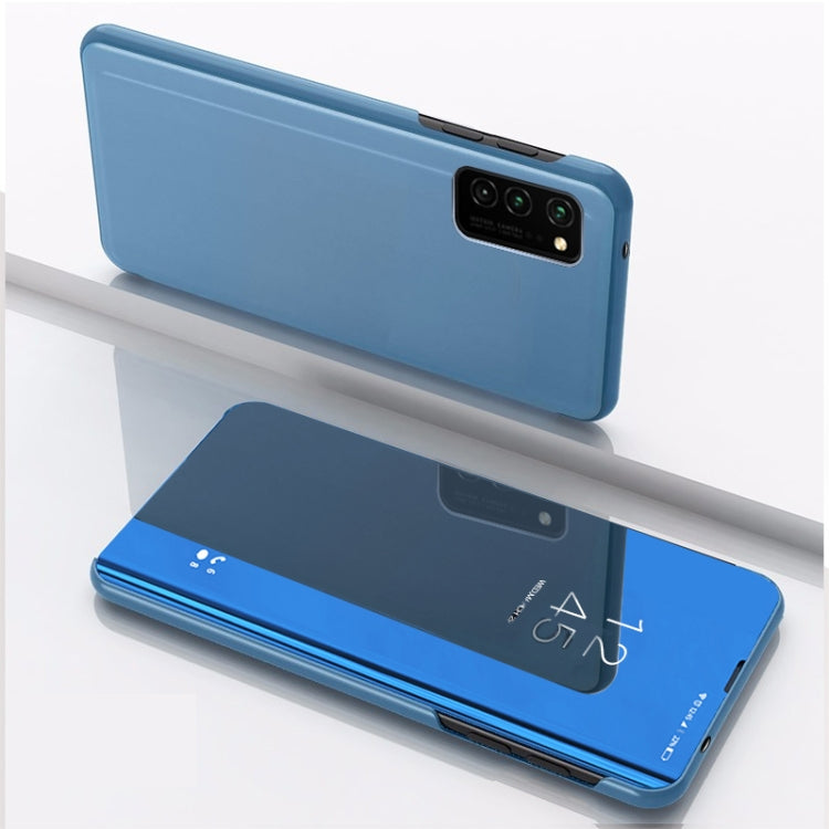 For Samsung Galaxy A52 5G/4G Plated Mirror Horizontal Flip Leather Case with Holder(Blue) - Samsung Accessories by buy2fix | Online Shopping UK | buy2fix