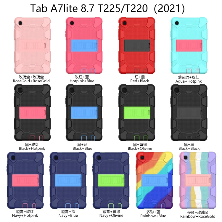 For Samsung Galaxy Tab A7 Lite T220 / T225 Two-Color Robot Shockproof Silicone + PC Protective Case with Holder(Black+Blue) - Samsung Accessories by buy2fix | Online Shopping UK | buy2fix