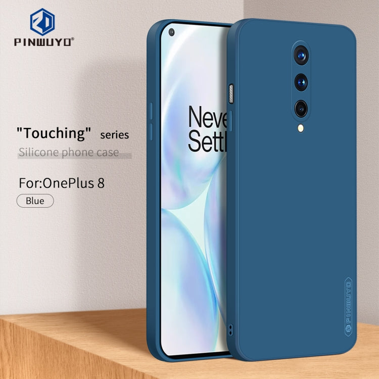 For OnePlus 8 PINWUYO Touching Series Liquid Silicone TPU Shockproof Case(Blue) - OnePlus Cases by PINWUYO | Online Shopping UK | buy2fix