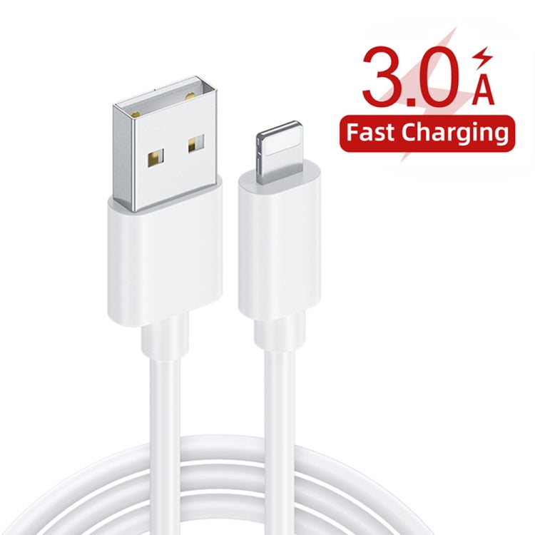 F002C QC3.0 USB + USB 2.0 LED Digital Display Fast Charger with USB to 8 Pin Data Cable, EU Plug(White) - Apple Accessories by buy2fix | Online Shopping UK | buy2fix