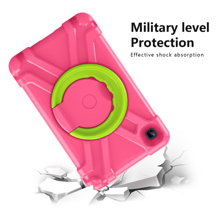 For Galaxy Tab A7 Lite T220/T225 PC + Silicone Shockproof Combination Case with 360 Degree Rotating Holder & Handle(Rose Red+Grass Green) - Tab A7 Lite T220 / T225 by buy2fix | Online Shopping UK | buy2fix