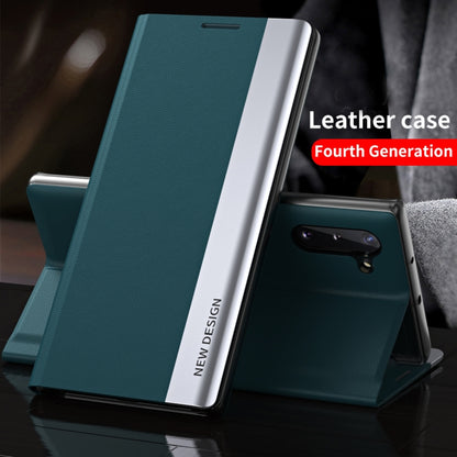 For Xiaomi Redmi Note 10 Pro / Note 10 Pro Max Side Electroplated Magnetic Ultra-Thin Horizontal Flip Leather Case with Holder(Green) - Xiaomi Accessories by buy2fix | Online Shopping UK | buy2fix