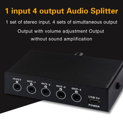 1 In 4 Out Audio Frequency Signal Splitter Distribute Device, Non Consumption, 3.5mm Interface Output - Consumer Electronics by buy2fix | Online Shopping UK | buy2fix