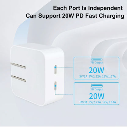 SDC-40W Dual PD USB-C / Type-C Ports Charger with 1.5m Type-C to 8 Pin Data Cable, UK Plug - Apple Accessories by buy2fix | Online Shopping UK | buy2fix