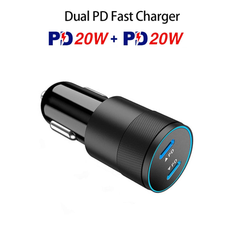 PD 40W Dual PD3.0 Type-C Car Charger(Black) - Car Charger by buy2fix | Online Shopping UK | buy2fix